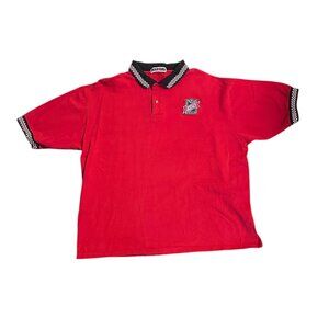 Vintage 2003 Indianapolis 500 Polo Shirt Jerzees Red Racing Tee Checkered Collar